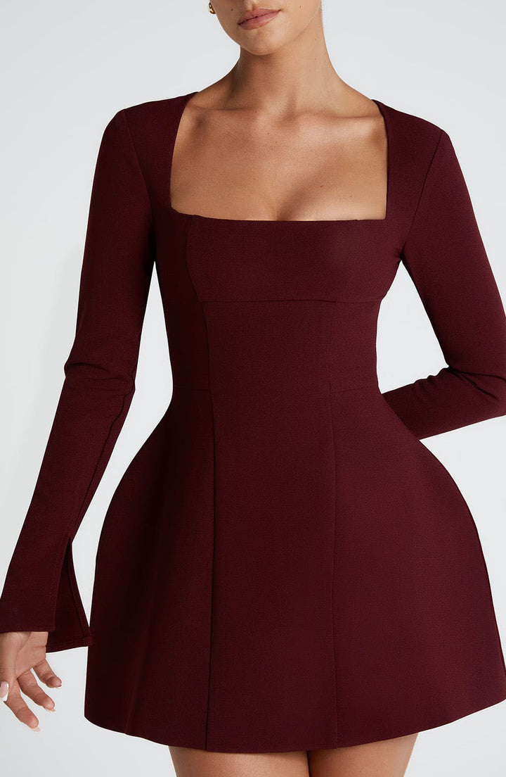 Women Elegant Mini Dress with Square Neckline and Flared Sleeves Lune London