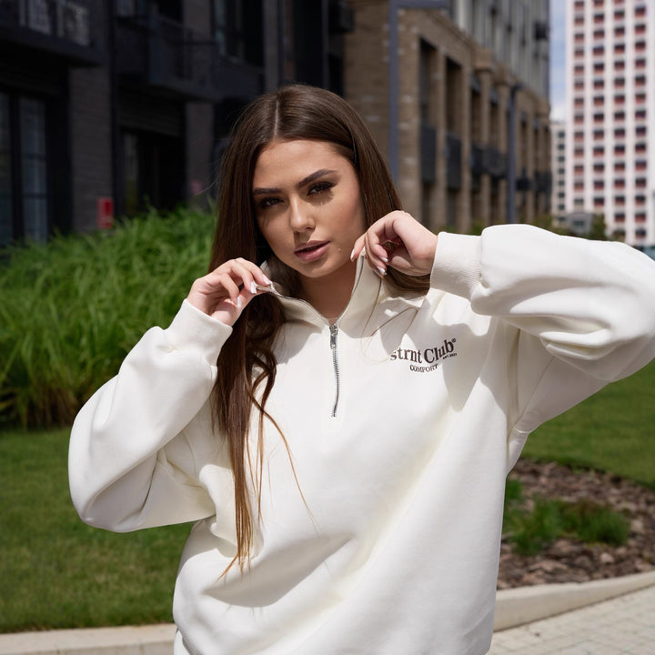 Women’s hoodie with half zipper and relaxed fit Lune London