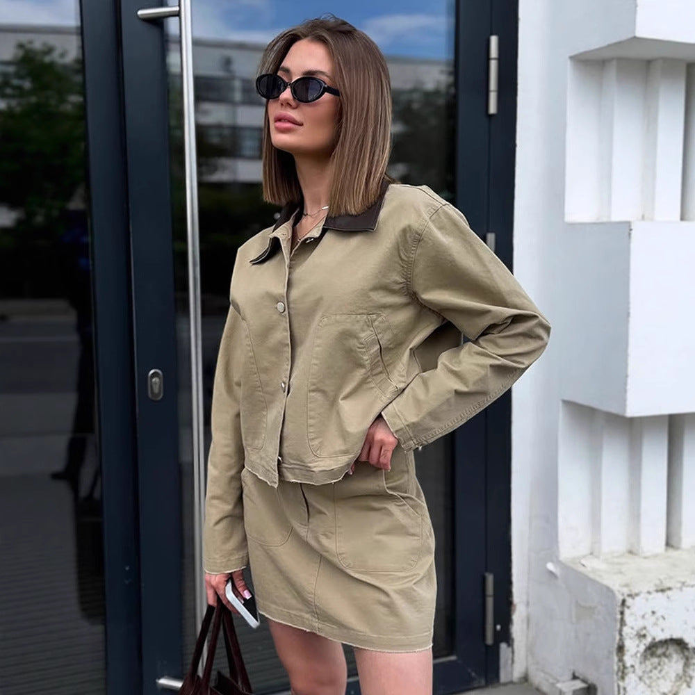 Cropped utility jacket for women with modern design and practical pockets Lune London