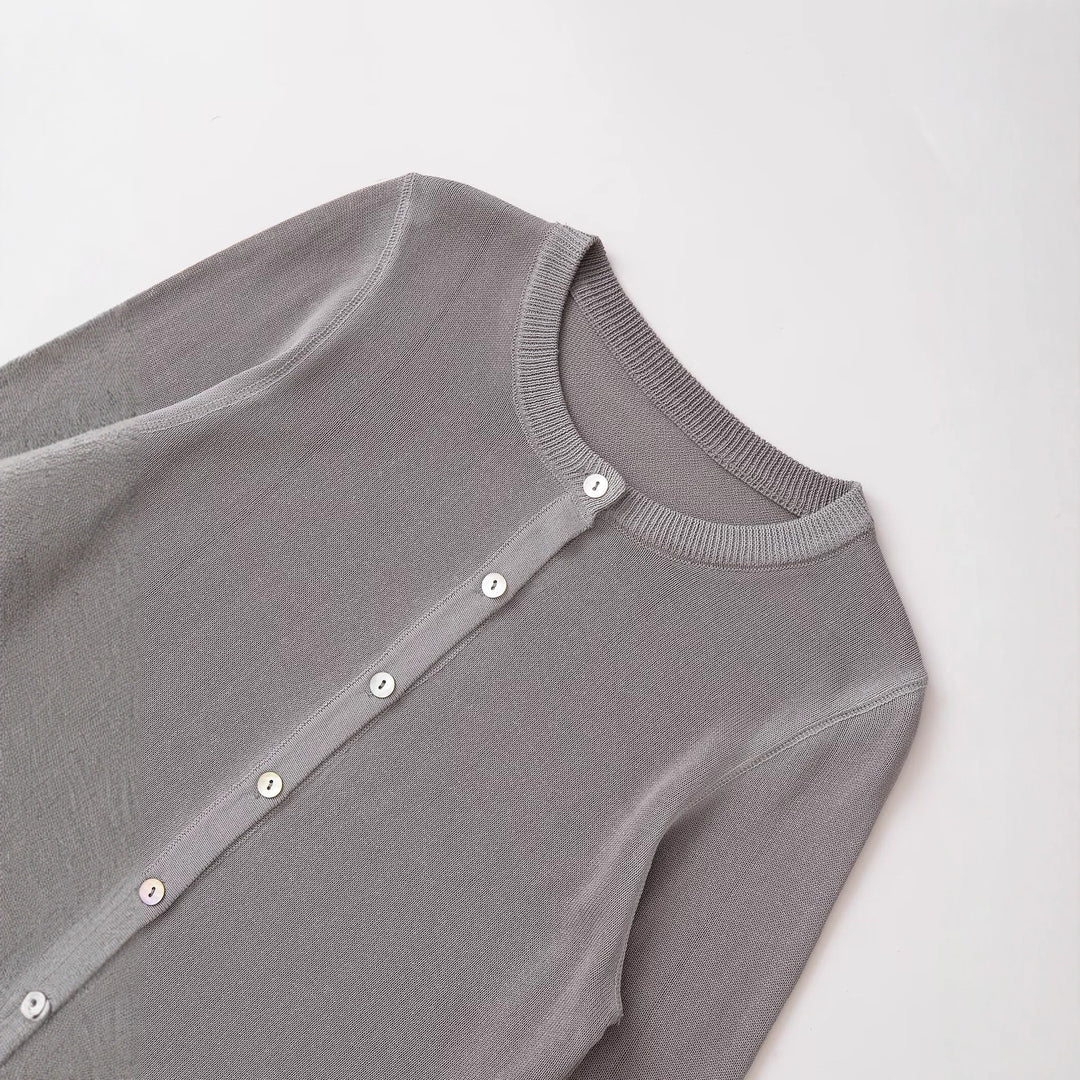 Ladies Elegant vest with fine button placket and round neckline Lune London