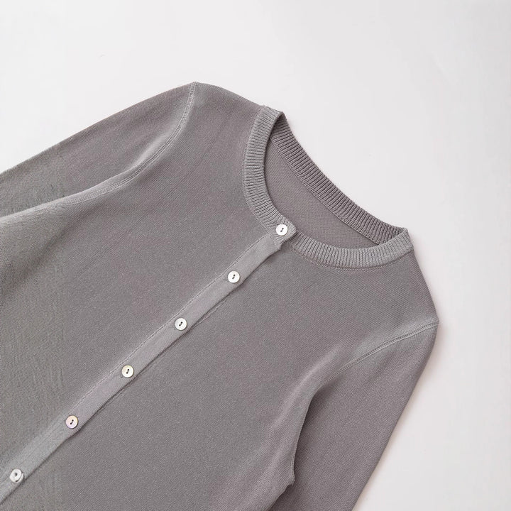 Ladies Elegant vest with fine button placket and round neckline Lune London