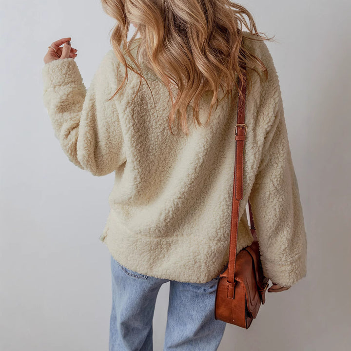 Cozy fleece sweater for women with a high collar and loose fit Lune London