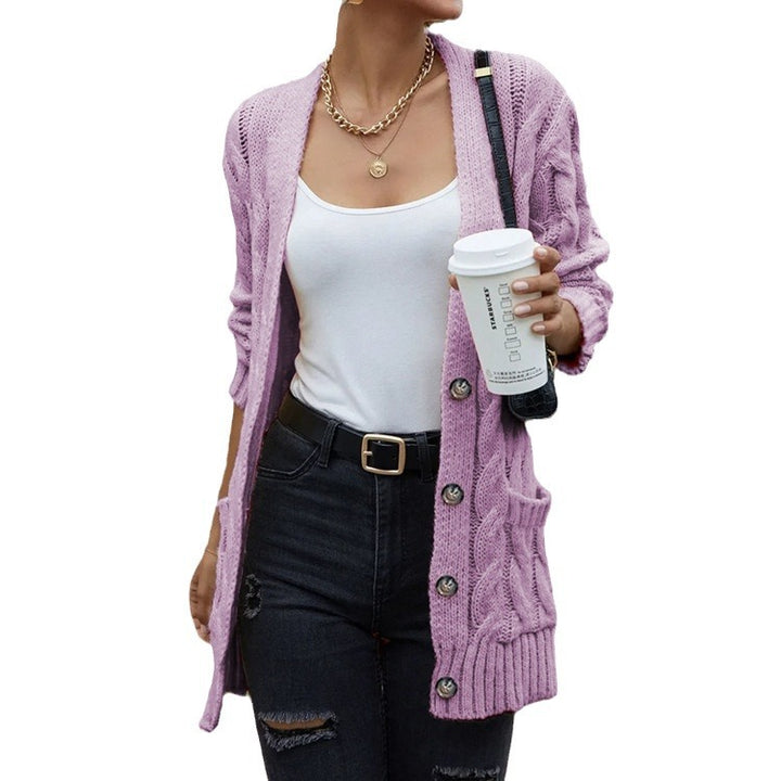 Chunky knit cardigan for women with pockets and trendy twisted pattern Lune Londonl