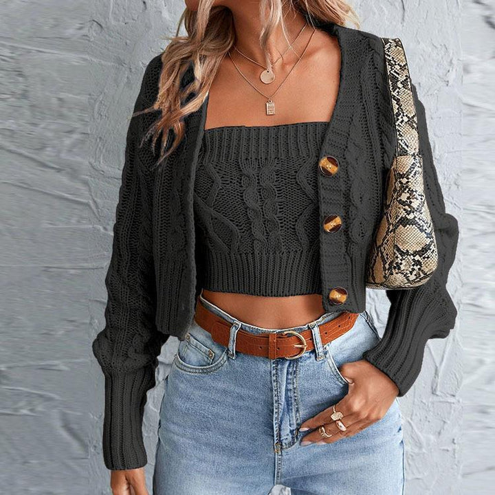 Knit jacket for women with structured design and button detail Lune London
