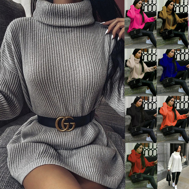 Pull en maille pour femmes avec col montant et coupe haute Chic & Stil