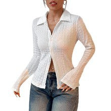 Textured button top for women Lune London