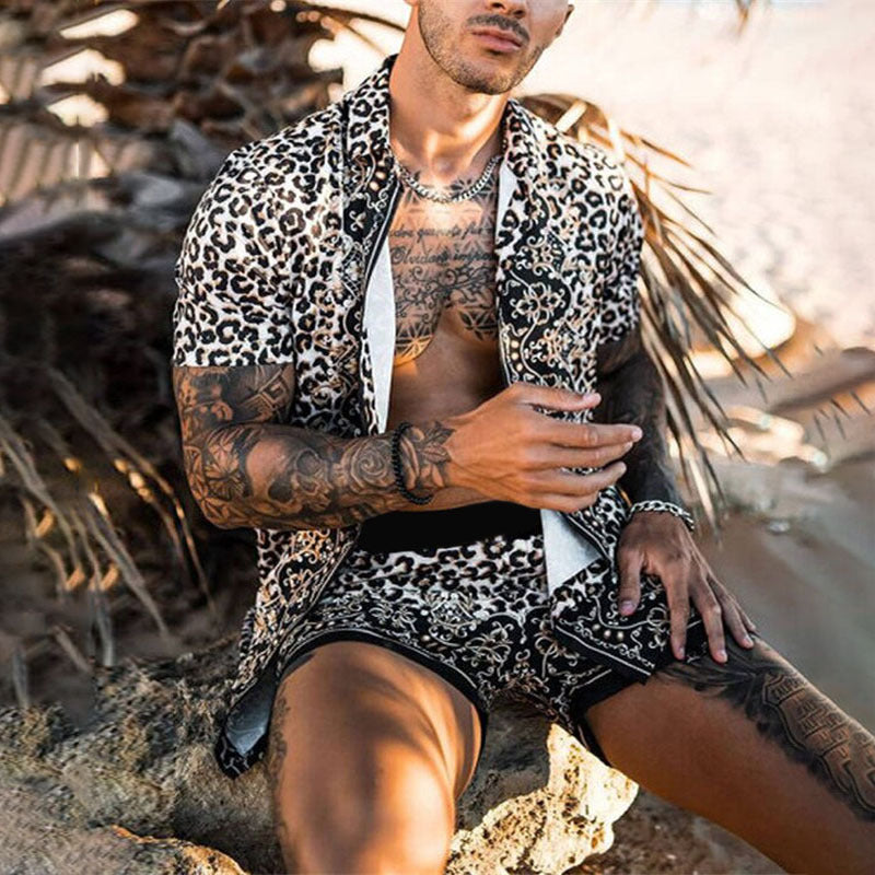 Men's Tropical Print Casual Short Set Lune London