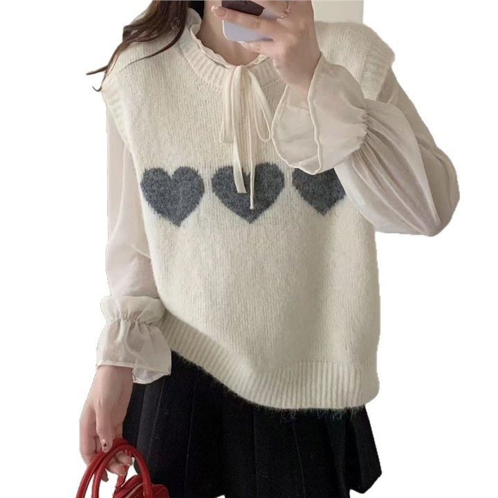 Pull en maille pour femmes avec motif cœur Chic & Stil