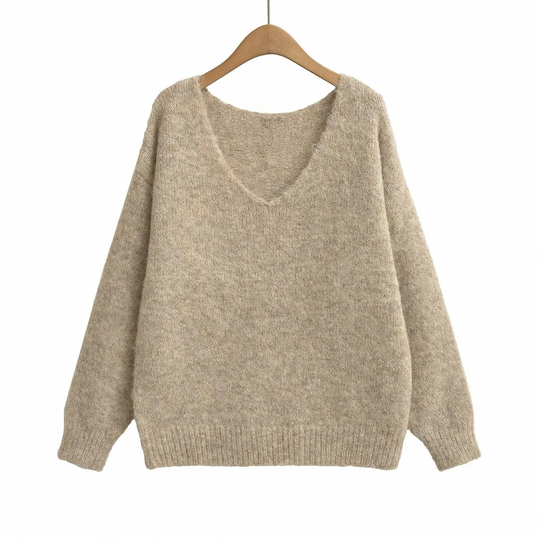 Oversized V-neck sweater for women in soft knit Lune London