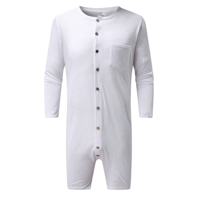 Ladies long sleeve jumpsuit with button placket and practical chest pocket Lune London