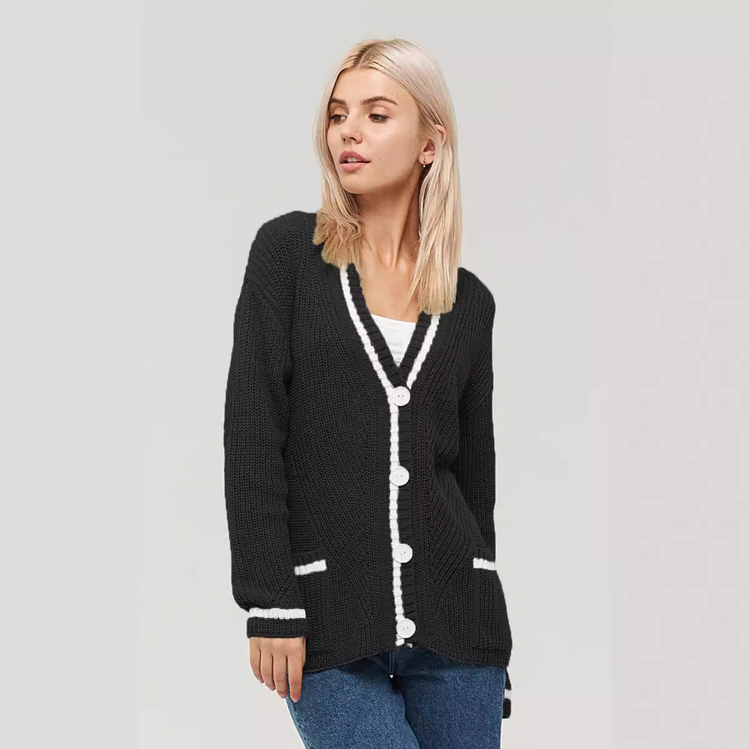 Ladies chunky knit cardigan with pockets Lune London