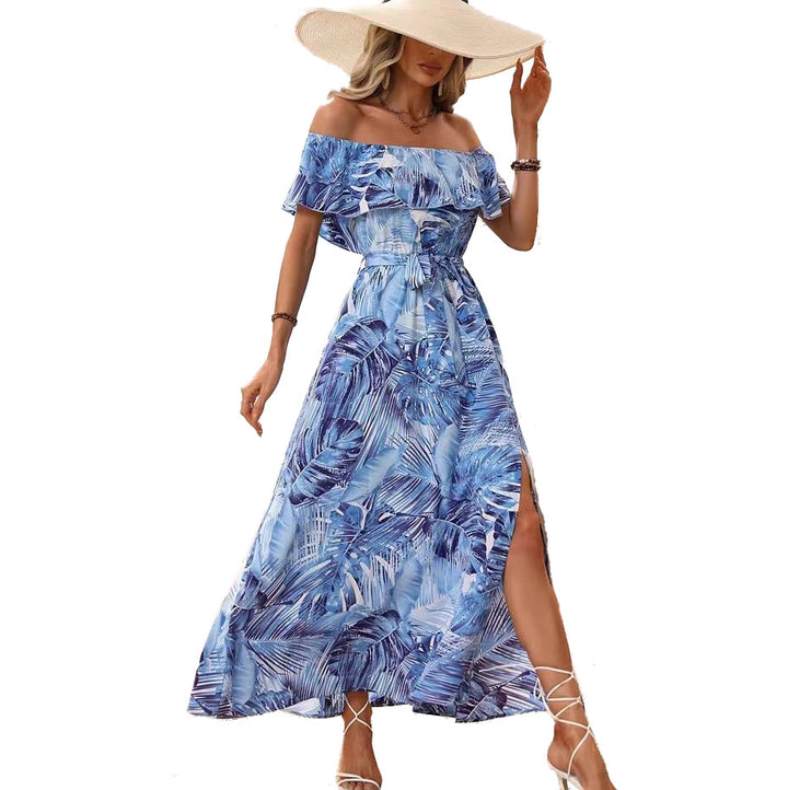 Lune London Off-Shoulder Tropical Maxi Dress for Women