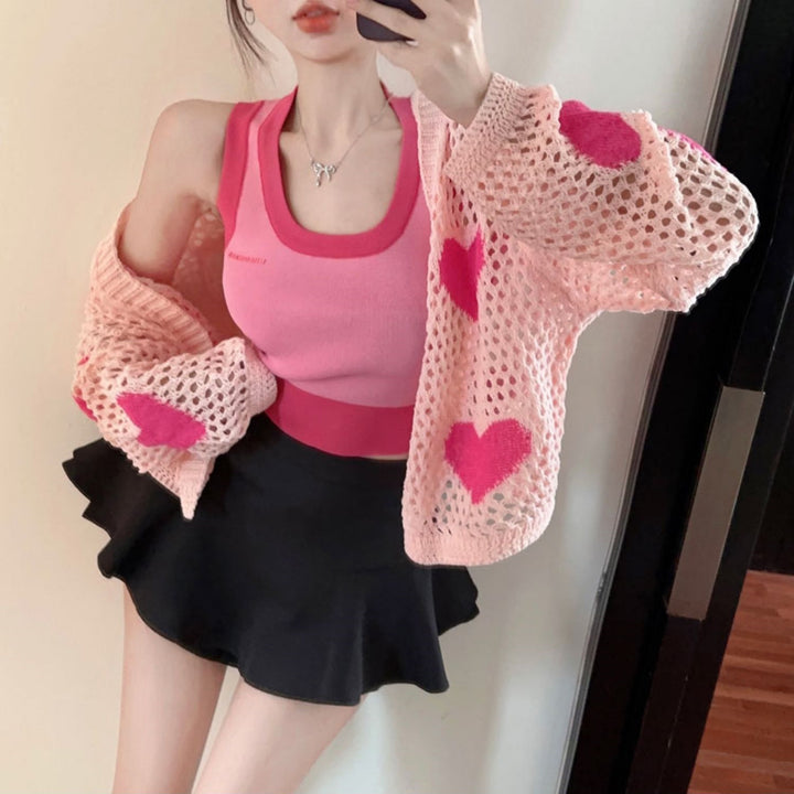Women's sporty crop-top with thin knit cardigan Lune London