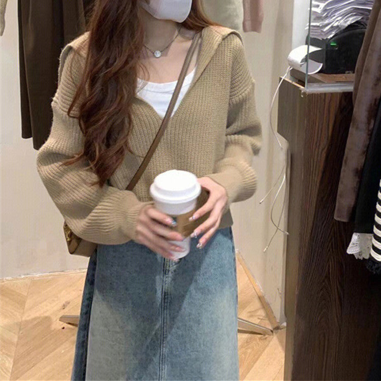 Ladies oversized V neck hoodie sweater Lune London