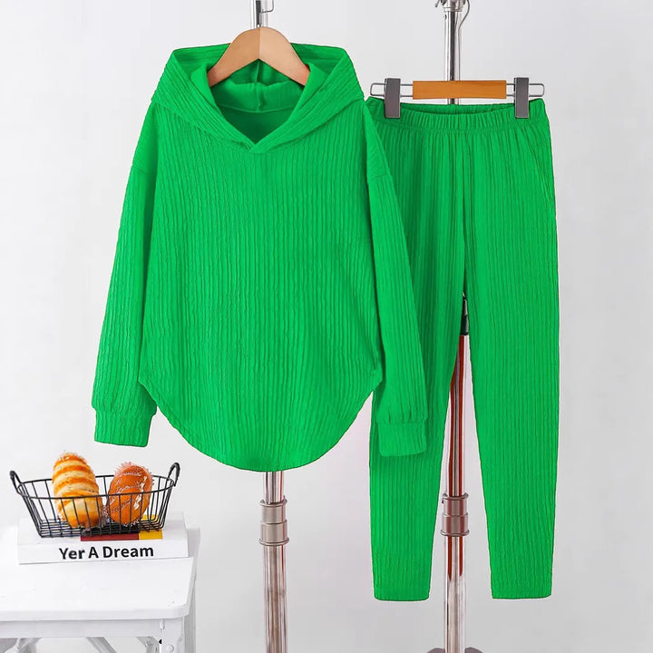 Lune London textured design casual sweatshirt and pants set for women