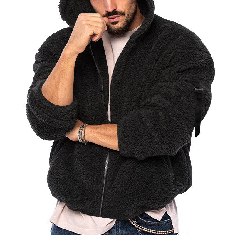 Comfortable hooded jacket for men in teddy fleece Lune London