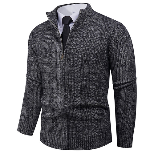 Knit sweater for men with high collar and full zip Lune London