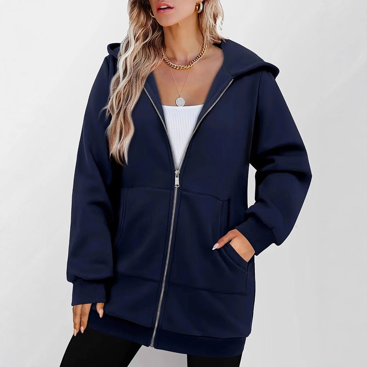 Women's hooded sweatshirt jacket with generous pockets from Lune London