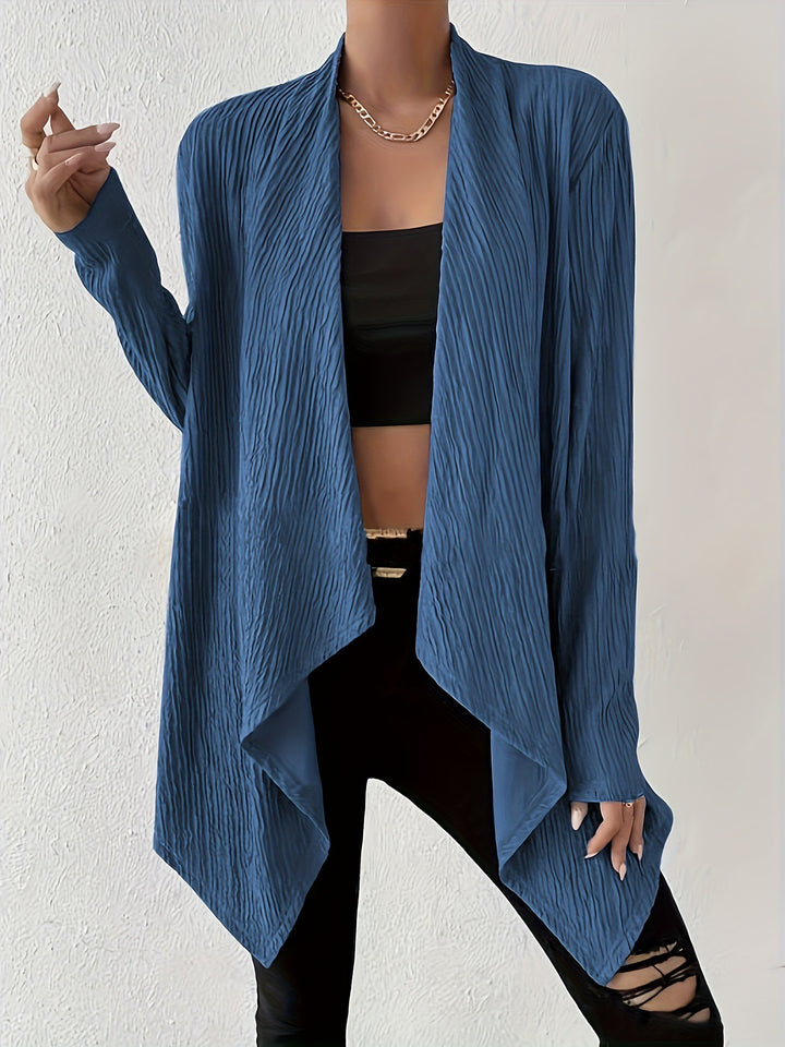 Women’s casual knitted jacket with structured design and open front Lune London