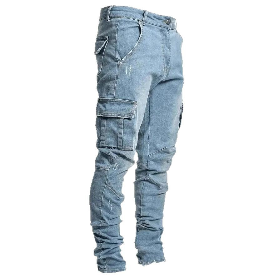 Men's Cargo Jeans with Multifunctional Pockets and Modern Slim-Fit Cut Chic Und Stil