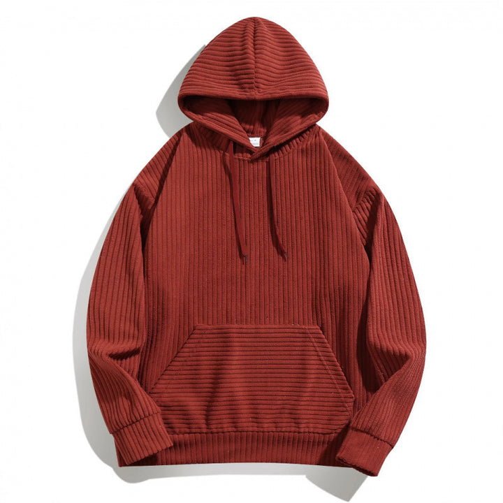 Men's casual hoodie with a textured striped pattern and practical pockets Lune London