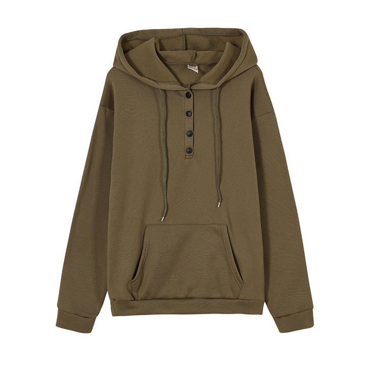 Hooded sweatshirt for women with button details and practical kangaroo pocket Lune London