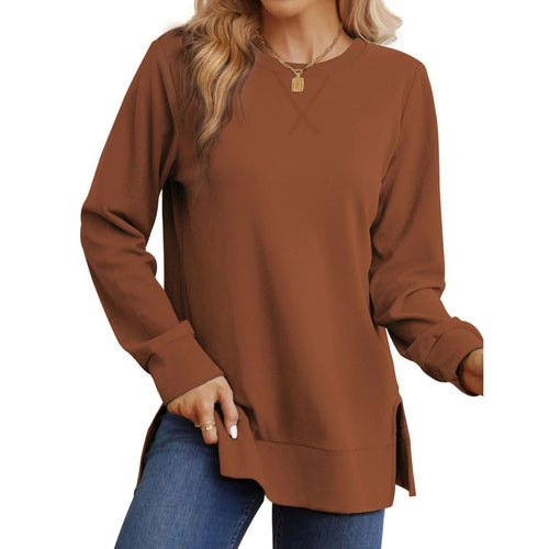 Women Comfortable Long Sleeve Sweater with Side Slits Lune London