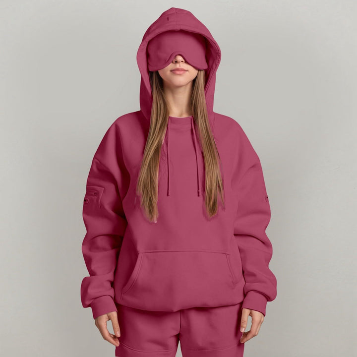 Ladies oversized cozy hoodie with integrated eye mask Lune London