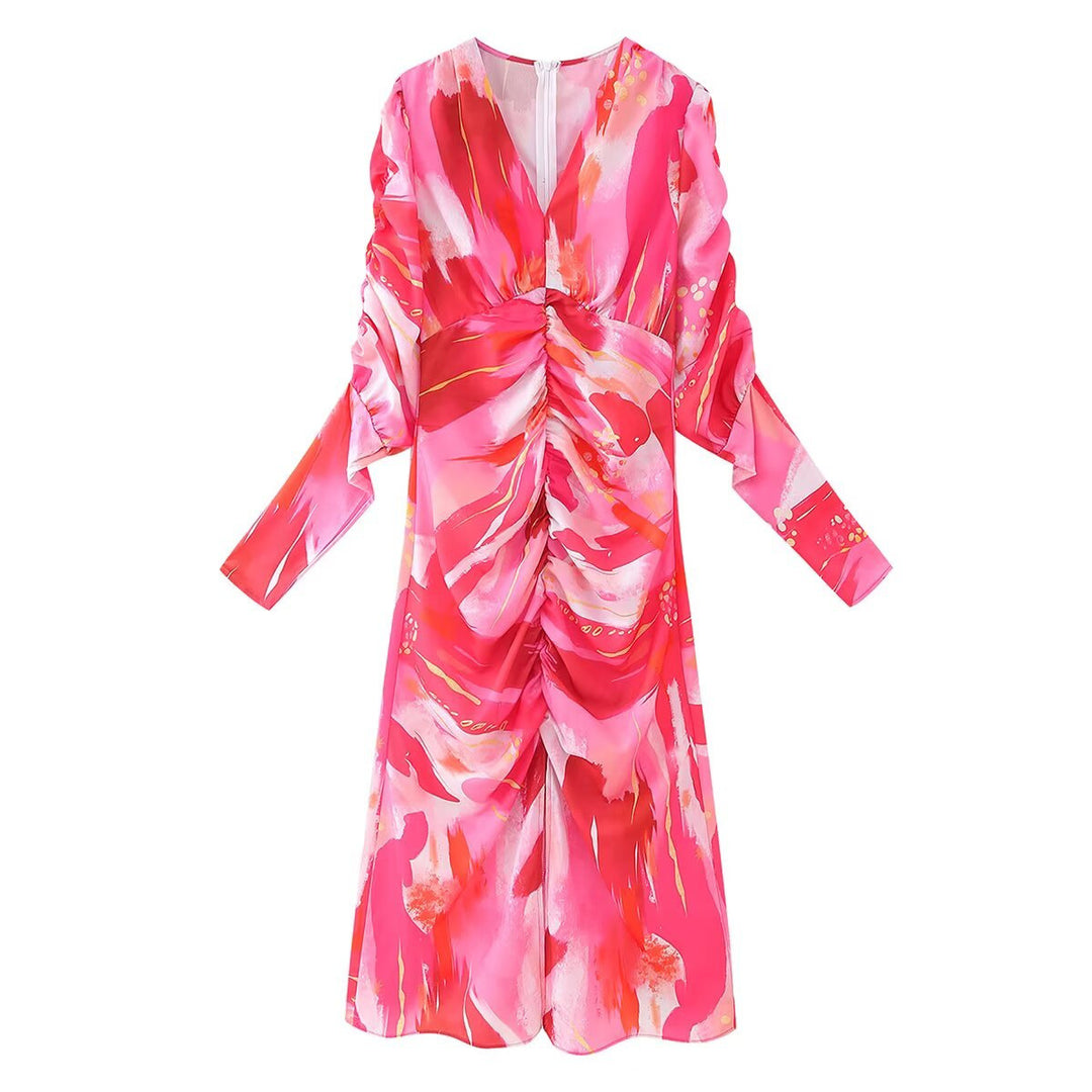 Wrap dress for women with voluminous sleeves and a chic elegant design