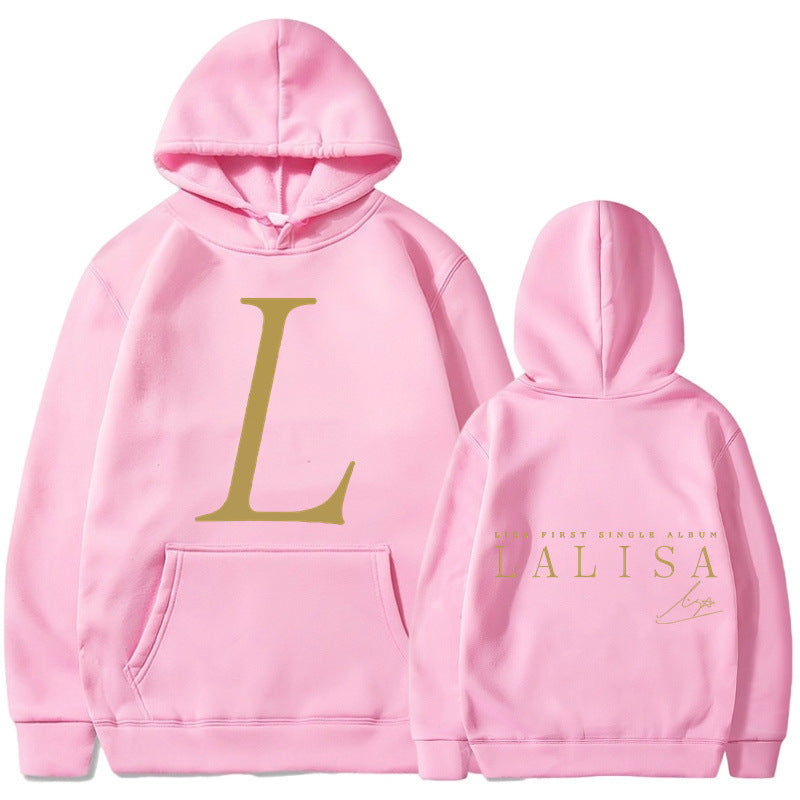 Women's hoodie with stylish initials print and generous kangaroo pocket Lune London