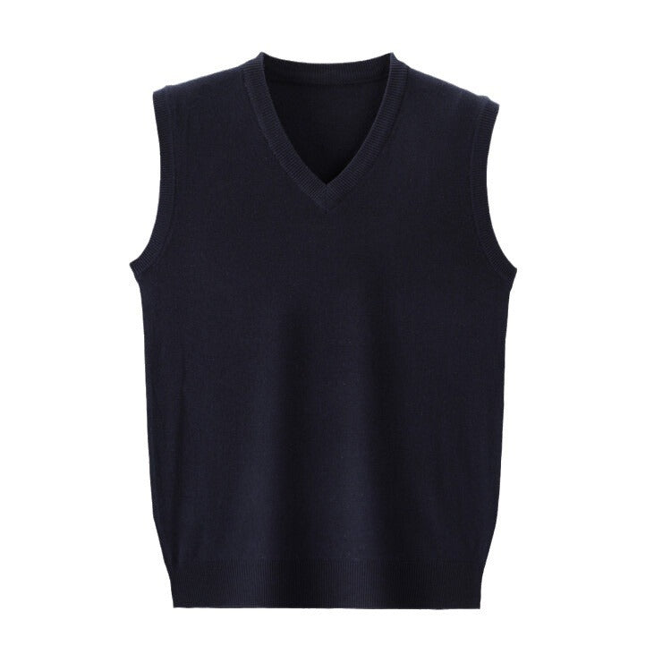 Men's V-neck sweater in fine cotton blend with elegant structure Lune London
