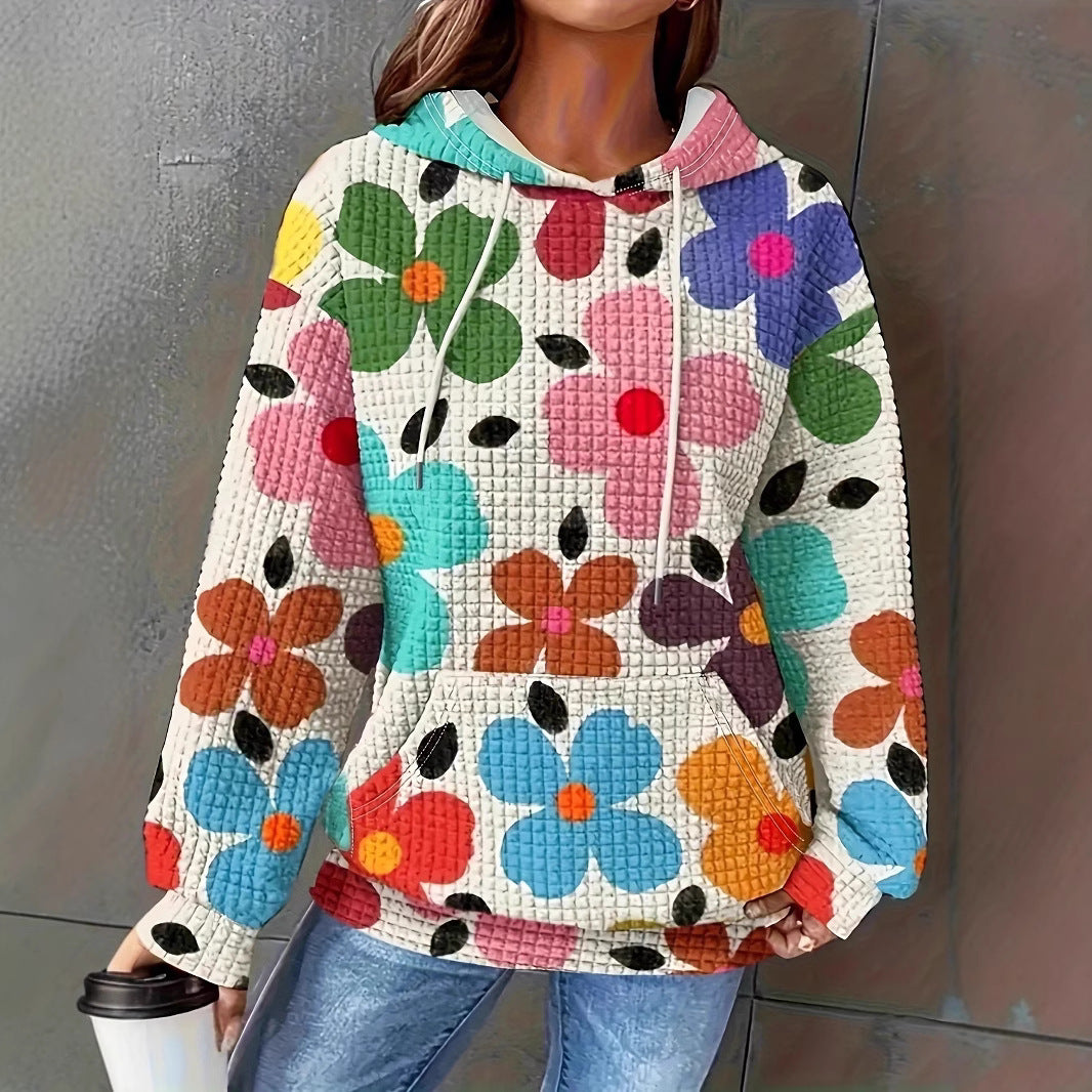Women's hoodie with embossed floral pattern and comfortable fit Lune London