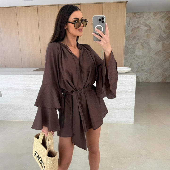 Ladies Mini Dress With Bell Sleeves Lune London