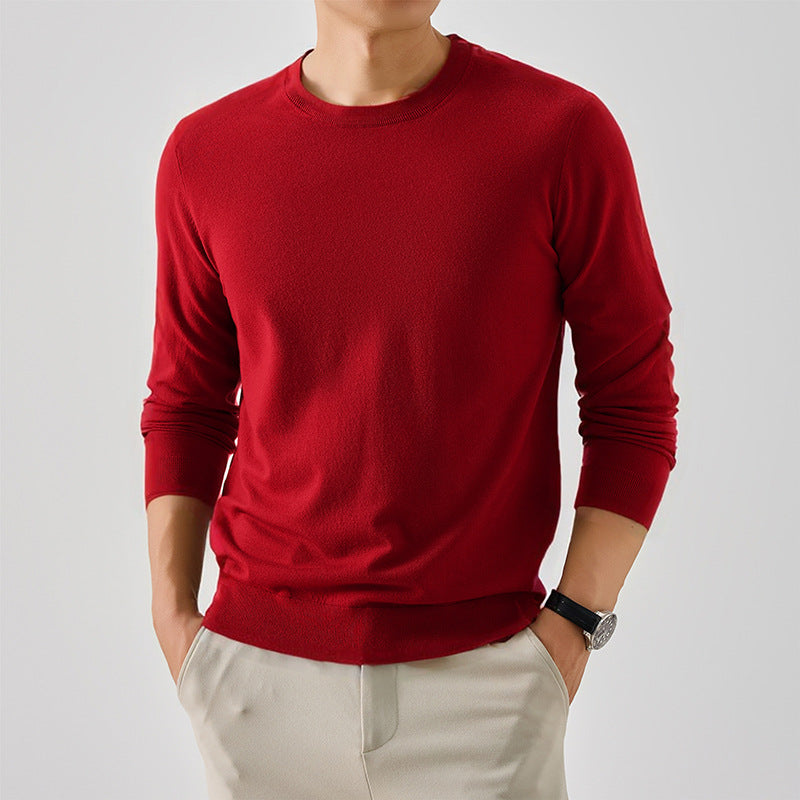 Classic crew neck sweater for men in fine wool Chic und Stil