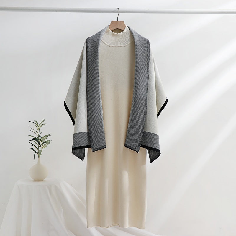 Women's knit dress with draped cardigan Lune London