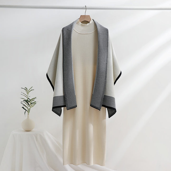 Women's knit dress with draped cardigan Lune London