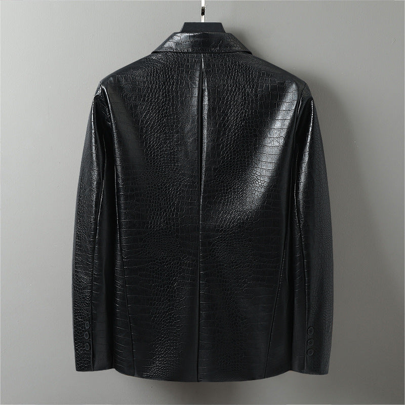 Trendy synthetic leather blazer for women Lune London