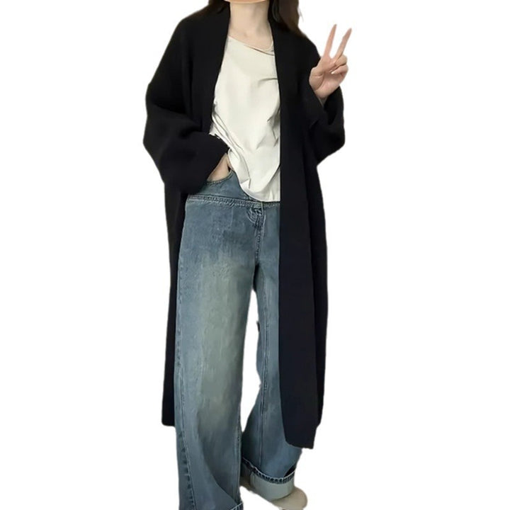 Manteau long en tricot pour femmes avec larges manches et texture douce Chic & Stil