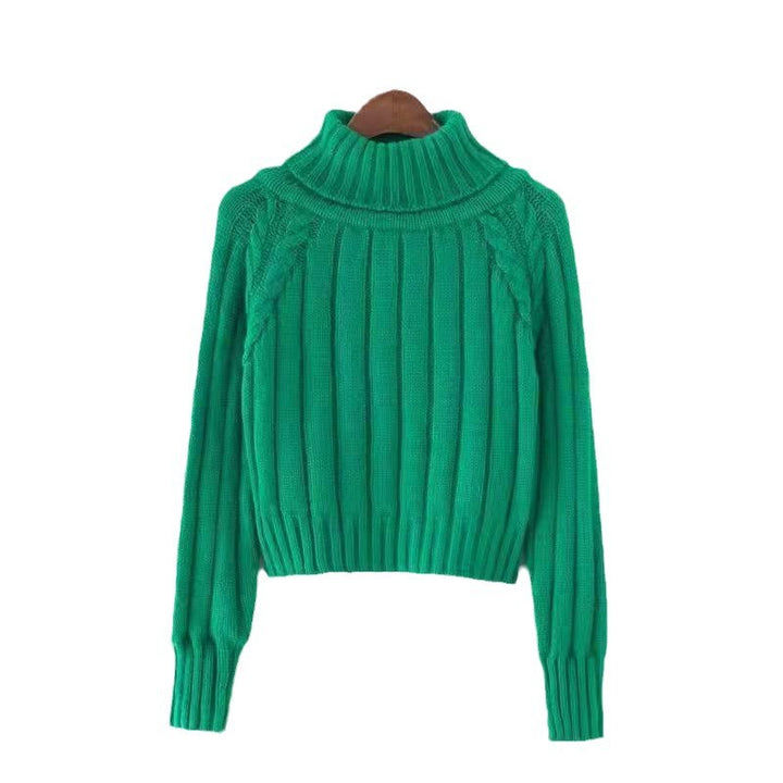 Knit sweater for women with high collar and ribbed structure Lune London