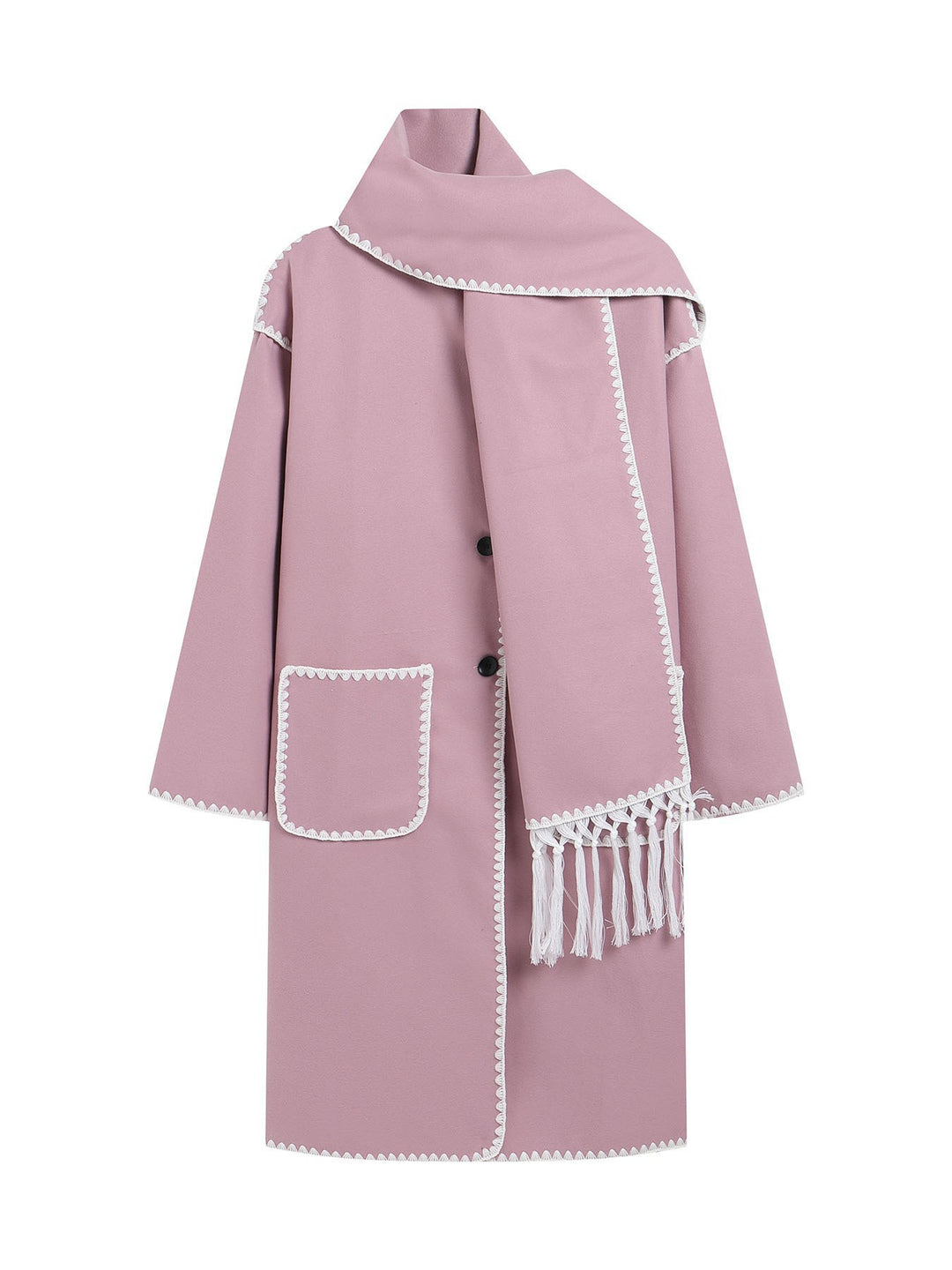 Oversized coat for ladies with fringes and decorative collar Lune London
