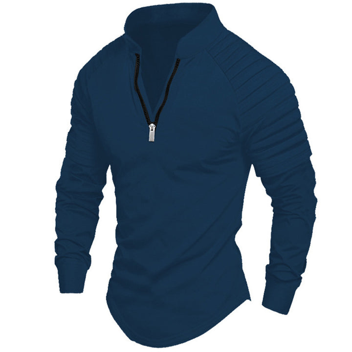 Long sleeve sport shirt for men with high collar and zip Lune London