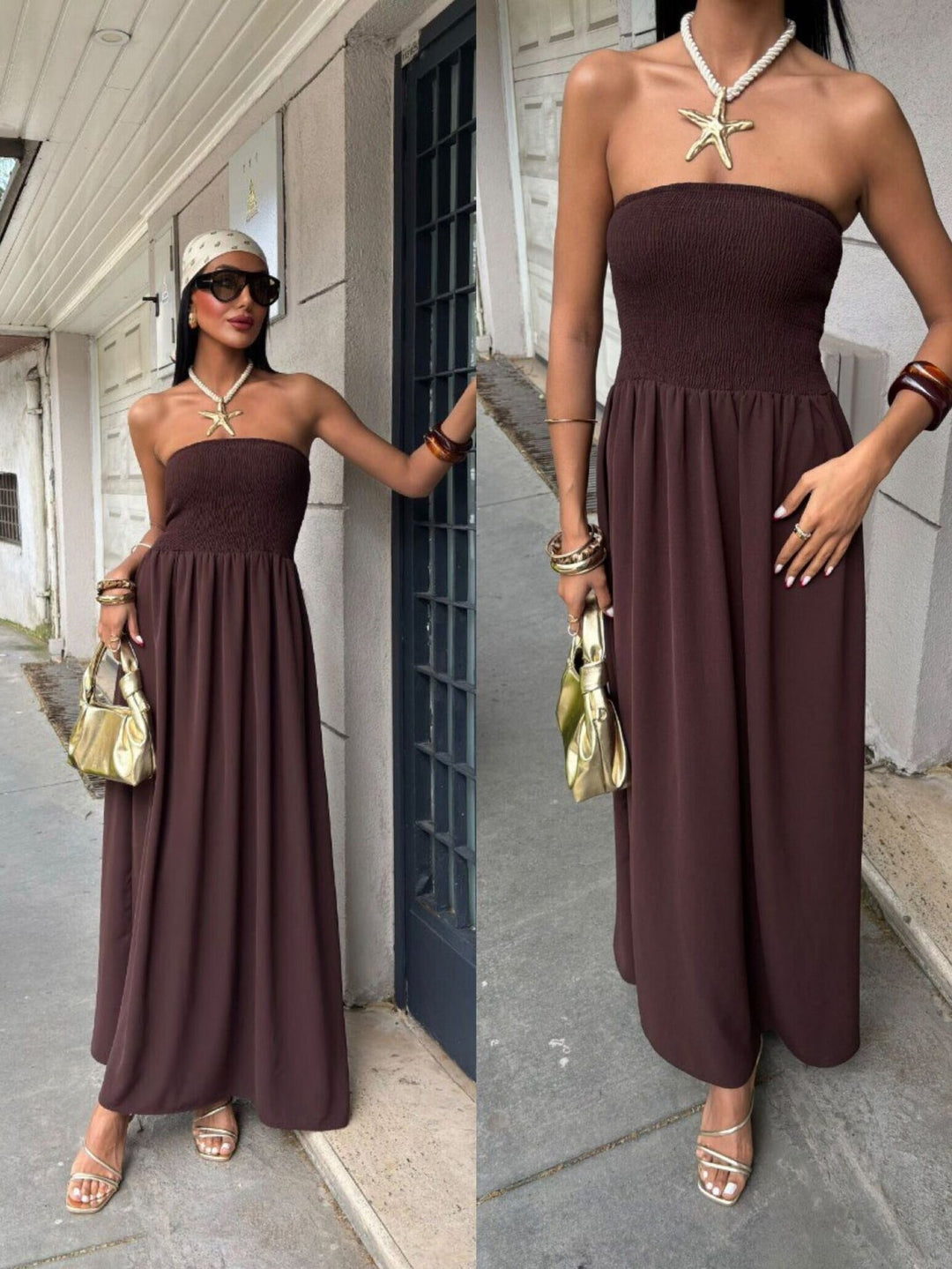 Lune London off-shoulder maxi dress for ladies