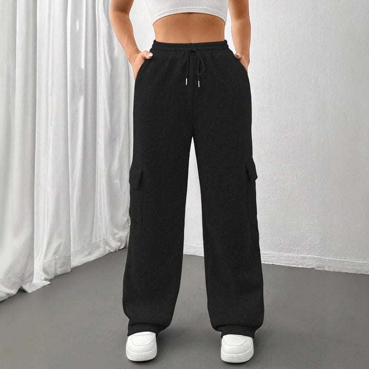 Lune London Women's Cargo Jogging Pants with Elastic Waist and Practical Side Pockets