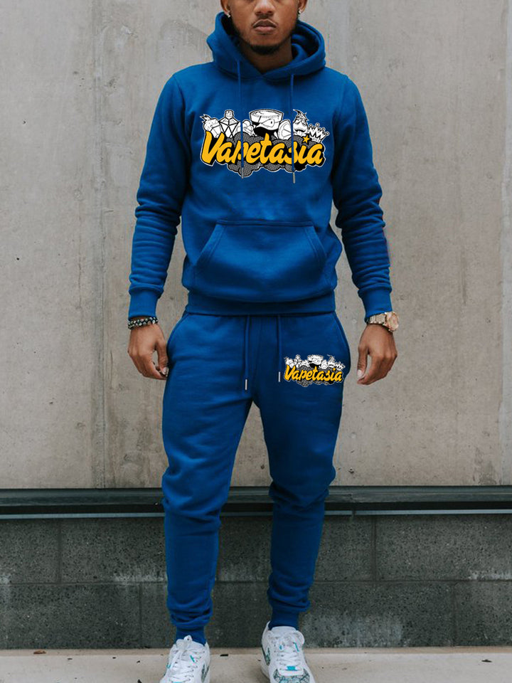 Men's sweatshirt and jogger pant set with chic and stylish artistic graphic print