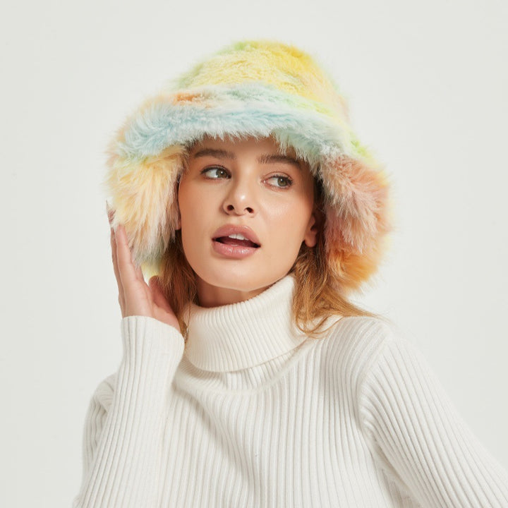 Trendy Faux Fur Hat for Women with Gradient Colors Lune London
