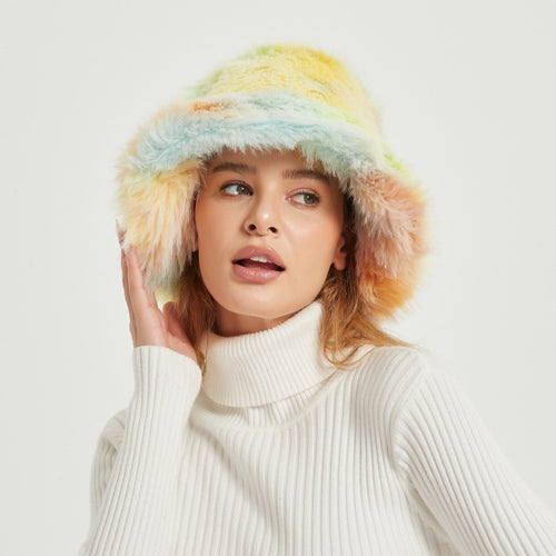 Trendy Faux Fur Hat for Women with Gradient Colors Lune London
