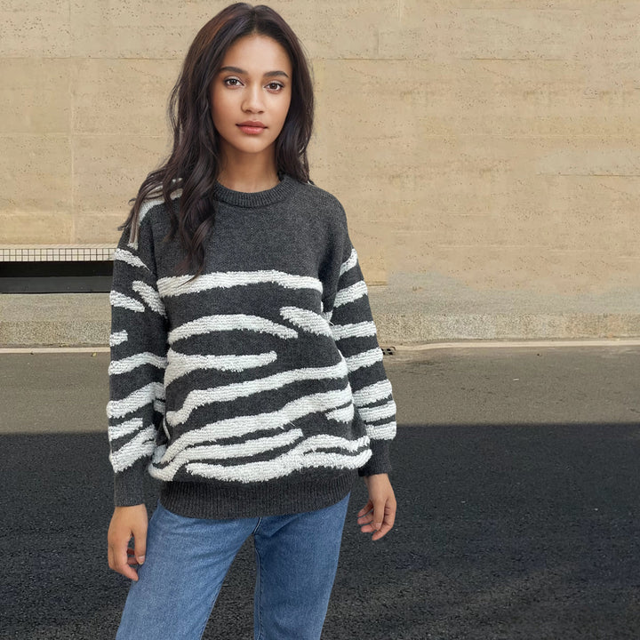 Knitted sweater for ladies with a creative textured pattern Lune London