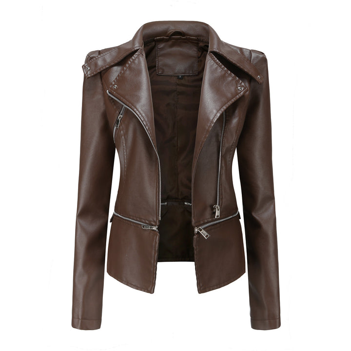 Stylish women's biker jacket with asymmetrical zipper and integrated pockets Lune London