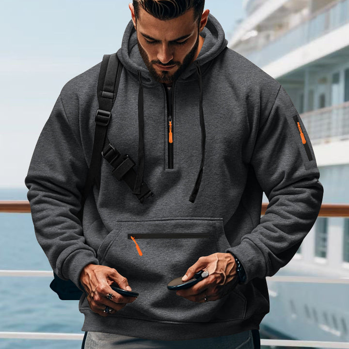 Men's sporty hoodie with zipper and practical pockets Lune London