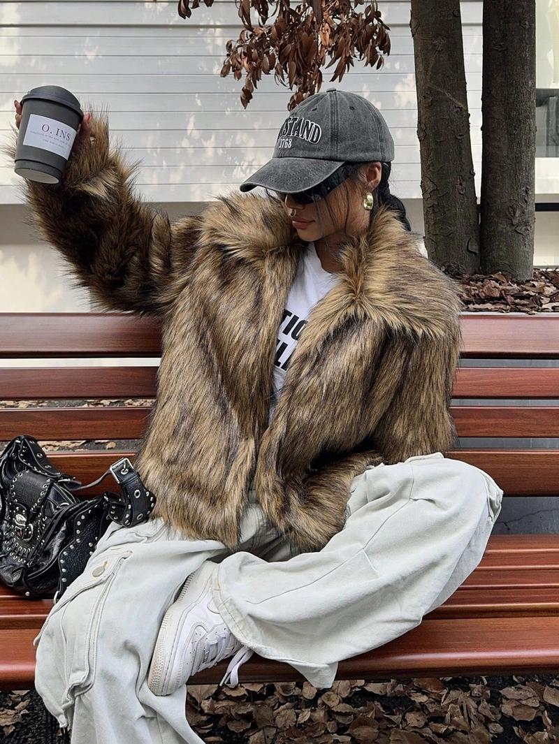 Ladies Chic and Stylish Faux Fur Jacket
